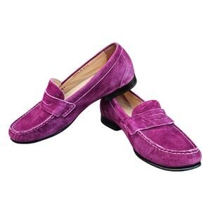 Purple Suede Penny Loafers Cole Haan Monroe Size 6 Winery Bright Color Leather
